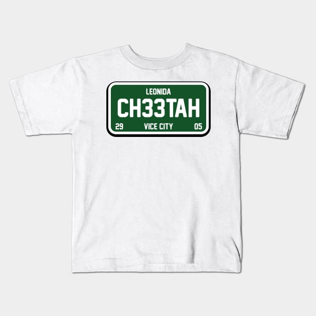 CH33TAH - GTA 6 - License Plate Kids T-Shirt by TheVectorMonkeys